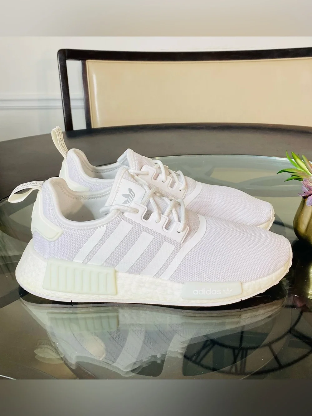 adidas NMD R1 Triple White All White Women's Running Shoes Size 9